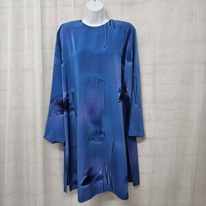 Vintage Ruth Norman Dress Blue Grunge Shift Retro L
